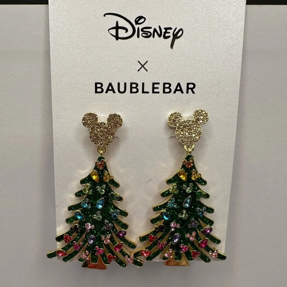 BaubleBar Disney Christmas Tree earrings NWT - Picture 1 of 4